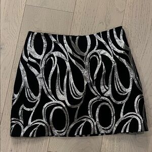 Milly Black and Silver Swirl Mini Skirt